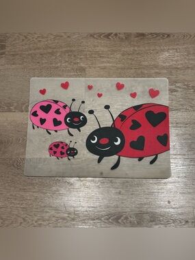Cute Ladybug Placemat - Red & Pink Heart Design